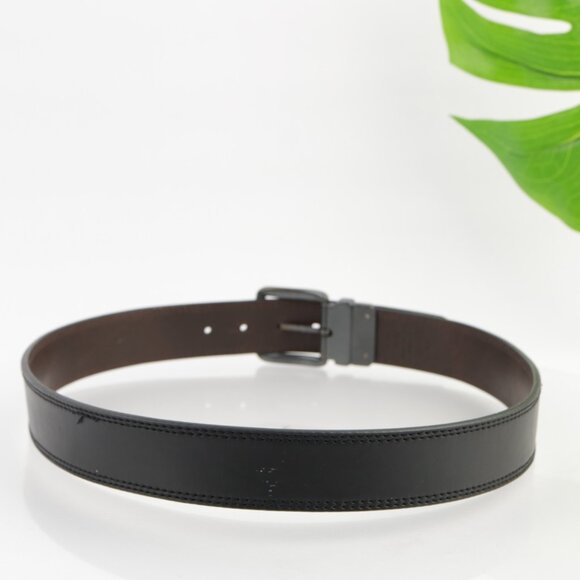 Levis Mens Belt Size 38 Sturdy Black Leather 2" Wide Stitched Durable Work - Picture 5 of 11